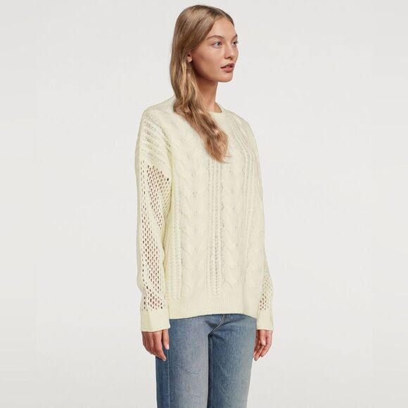 NAADAM Open Cable Merino Wool Cashmere Crewneck Sweater Size XL NWT - Picture 4 of 6